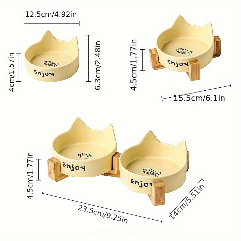Tigela elevada de cerâmica para gatos