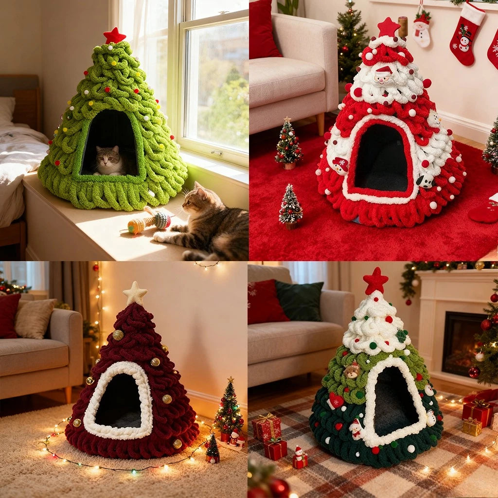 Casinha/Cama de Natal para gatos