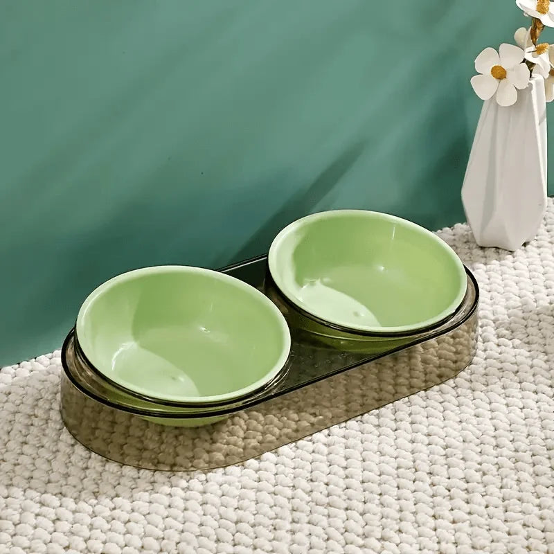 Tigelas transparentes 2 em 1 para alimentação de gatos com suporte elevado