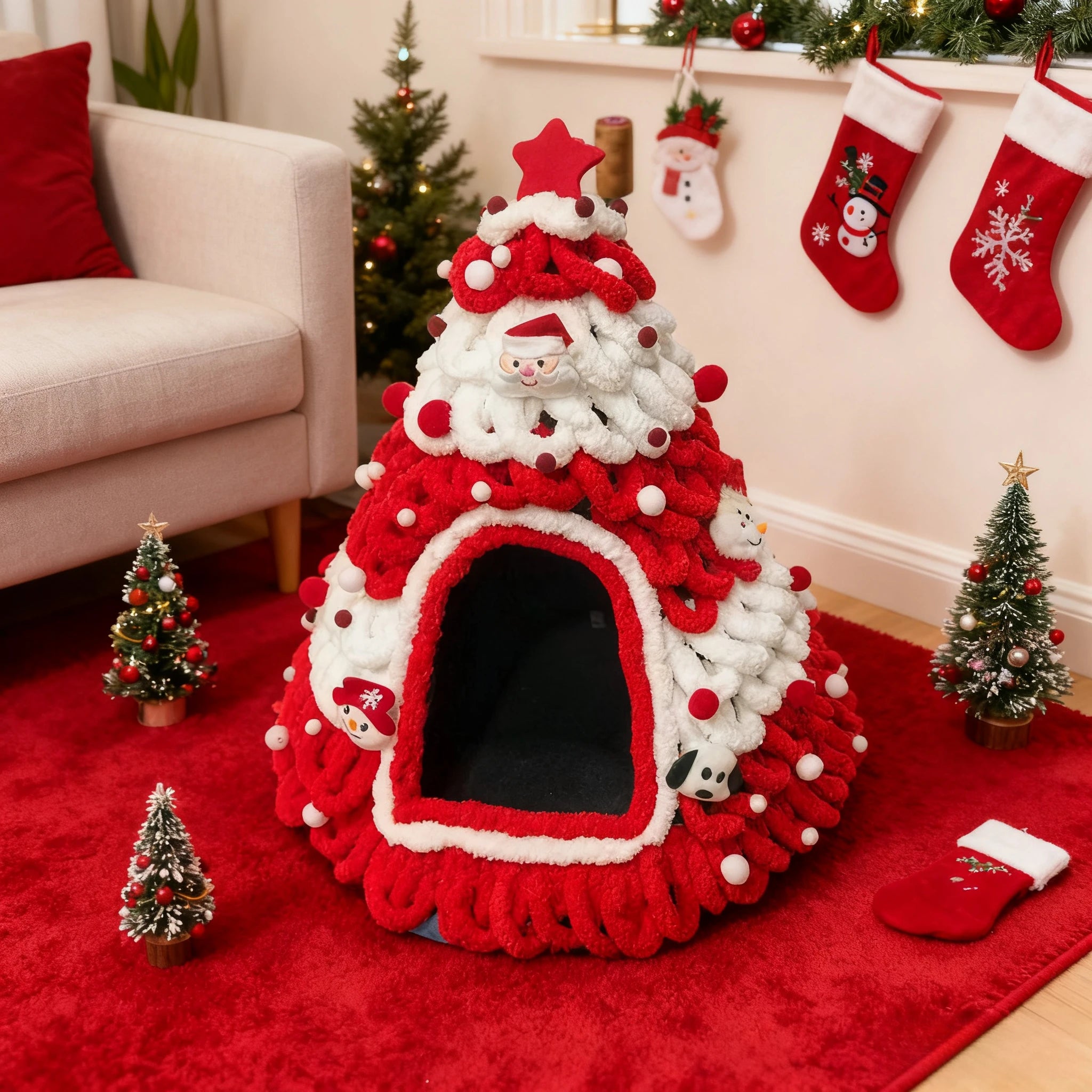 Casinha/Cama de Natal para gatos