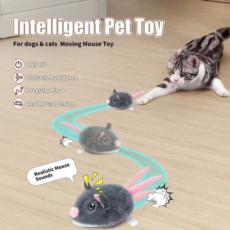 Brinquedo elétrico de rato interativo para gatos