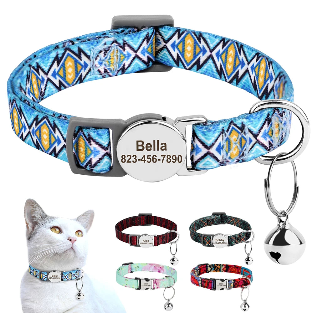 Coleira personalizada para gatos ajustável
