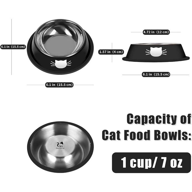 Tigela para gatos em aço inoxidável (2 ou 4 unidades) com base antiderrapante