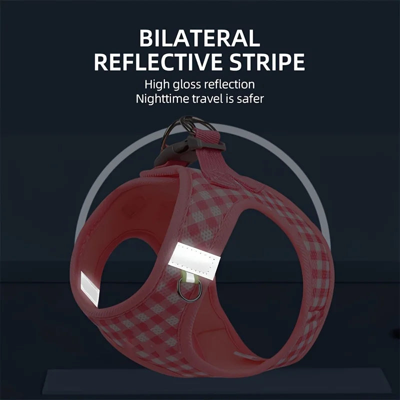 Conjunto para gatos de estimação, tecido respirável com estampa xadrez