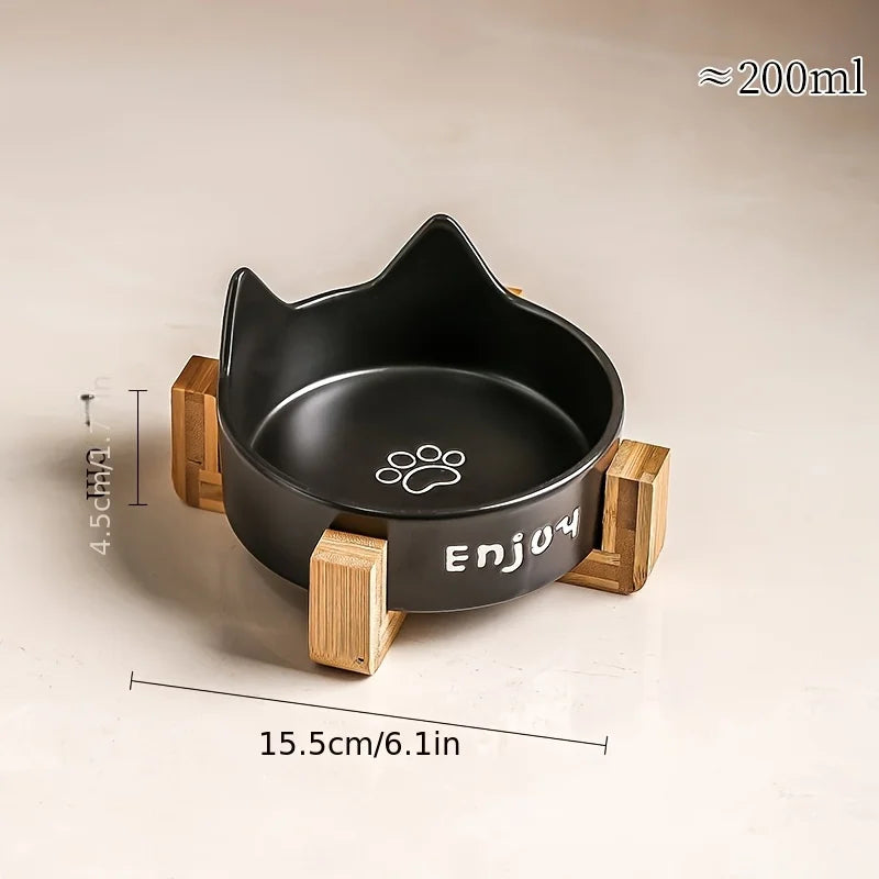 Tigela elevada de cerâmica para gatos