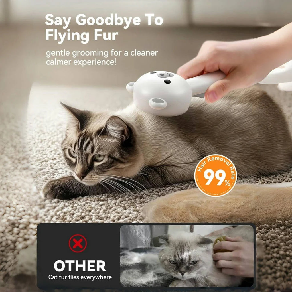 Escova a vapor para gatos com botão de liberação, jato de dupla velocidade