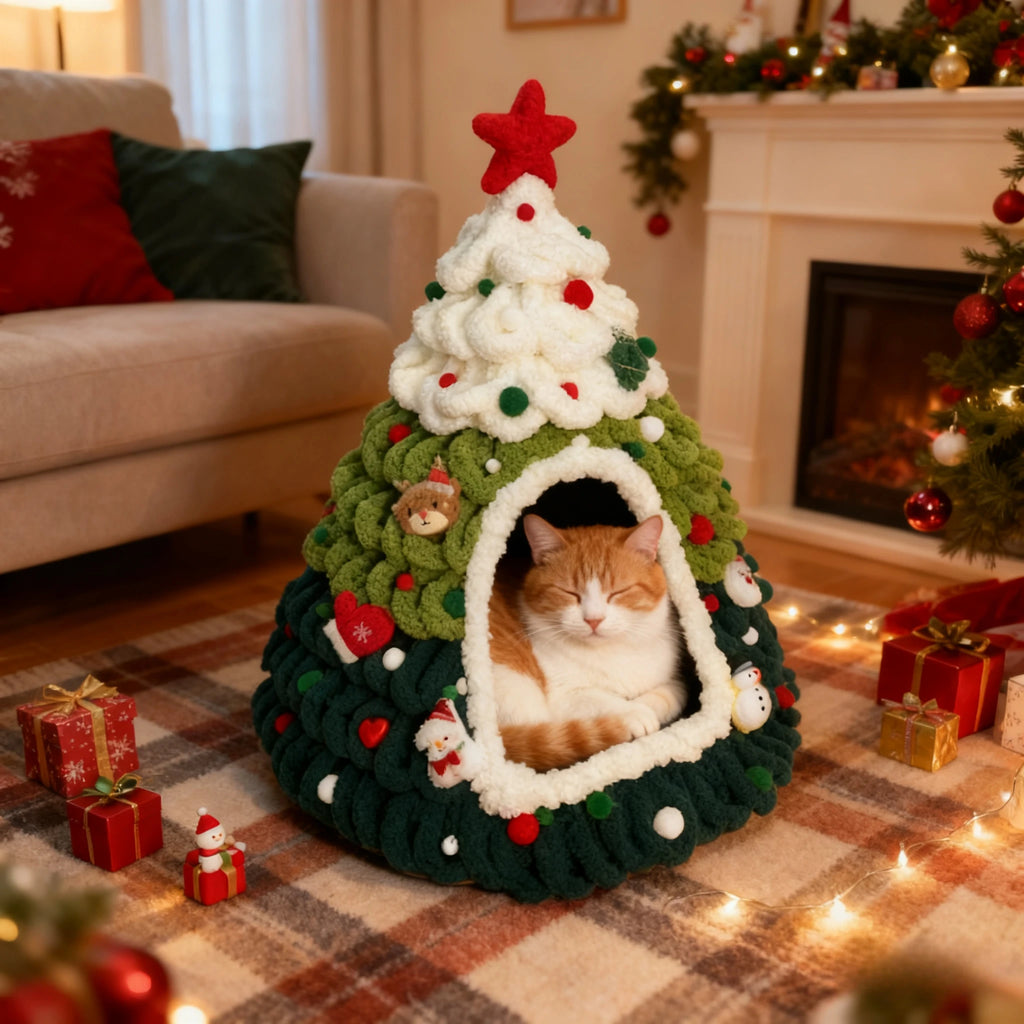 Casinha/Cama de Natal para gatos