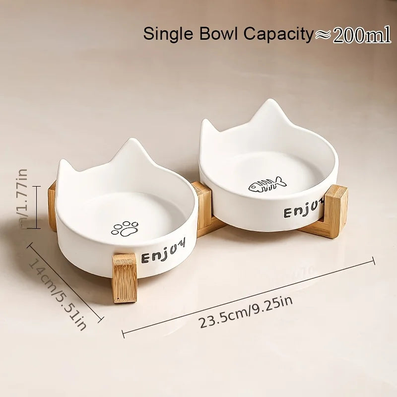 Tigela elevada de cerâmica para gatos