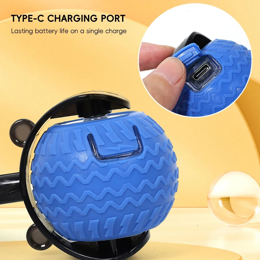 Bola de brinquedo para gatos é transportada via USB e possui uma estrutura de plástico resistente, proporcionando entretenimento interativo para os felinos