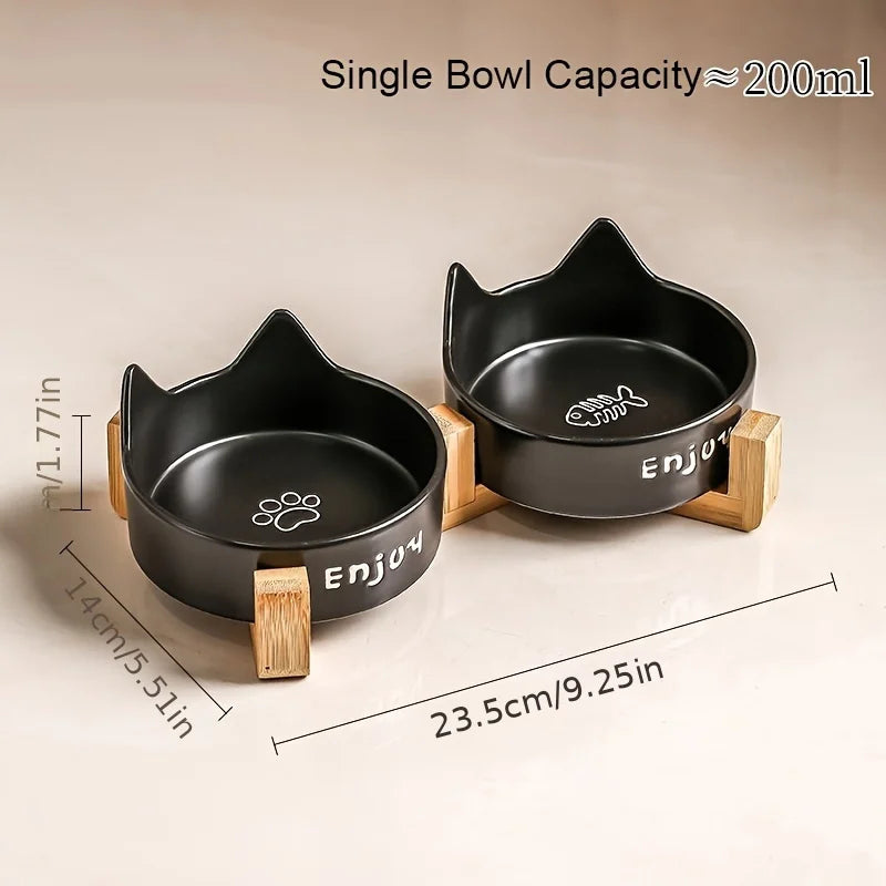 Tigela elevada de cerâmica para gatos