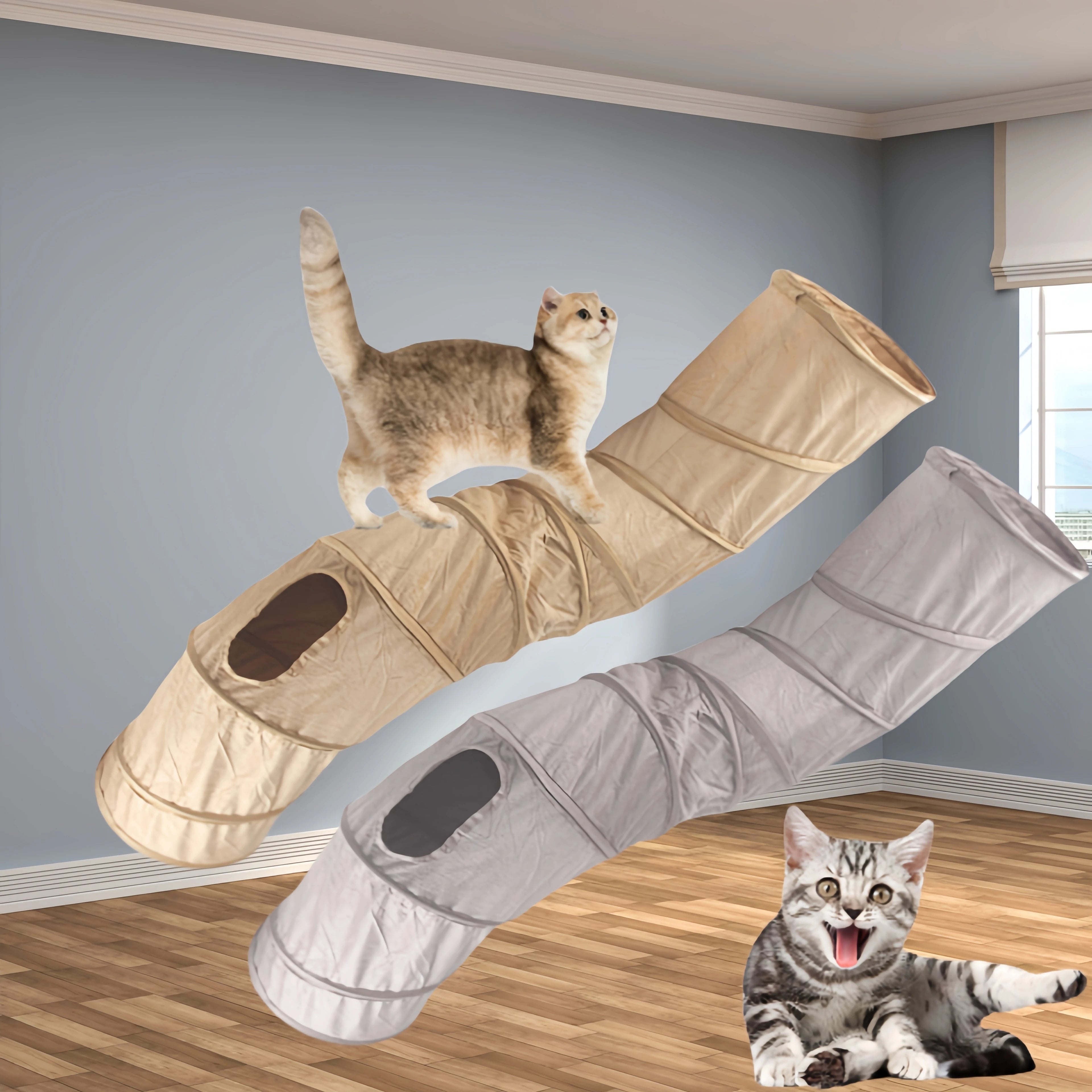 Túnel de pelúcia dobrável, brinquedo interativo macio