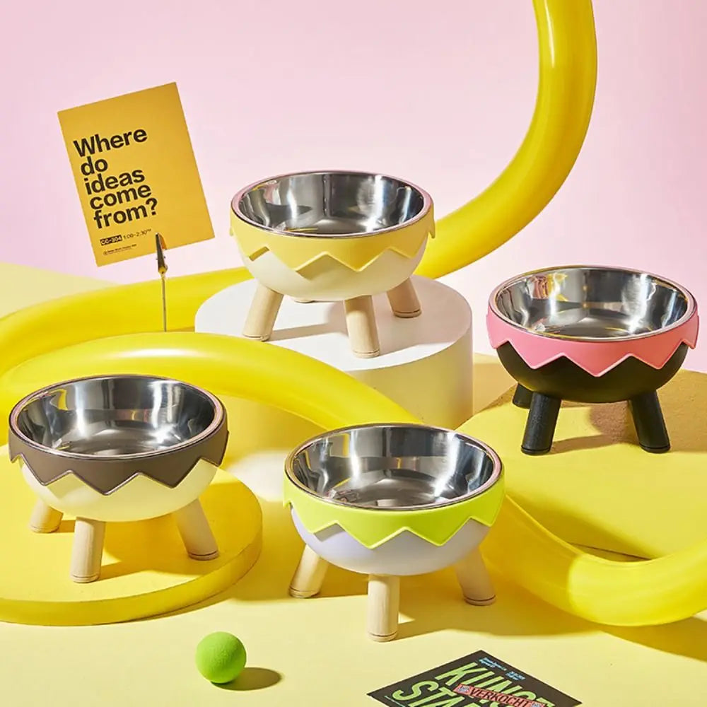 Tigela de aço inoxidável anti-tombamento para ração