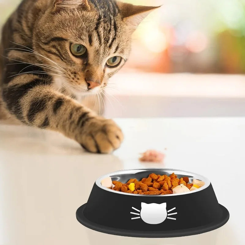Tigela para gatos em aço inoxidável (2 ou 4 unidades) com base antiderrapante