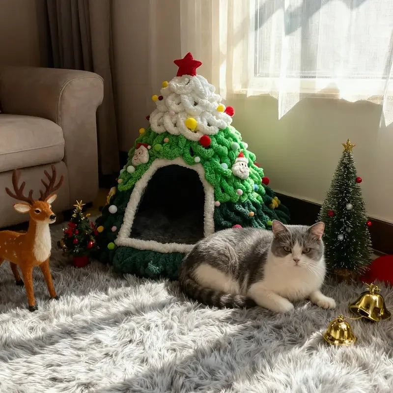 Casinha/Cama de Natal para gatos