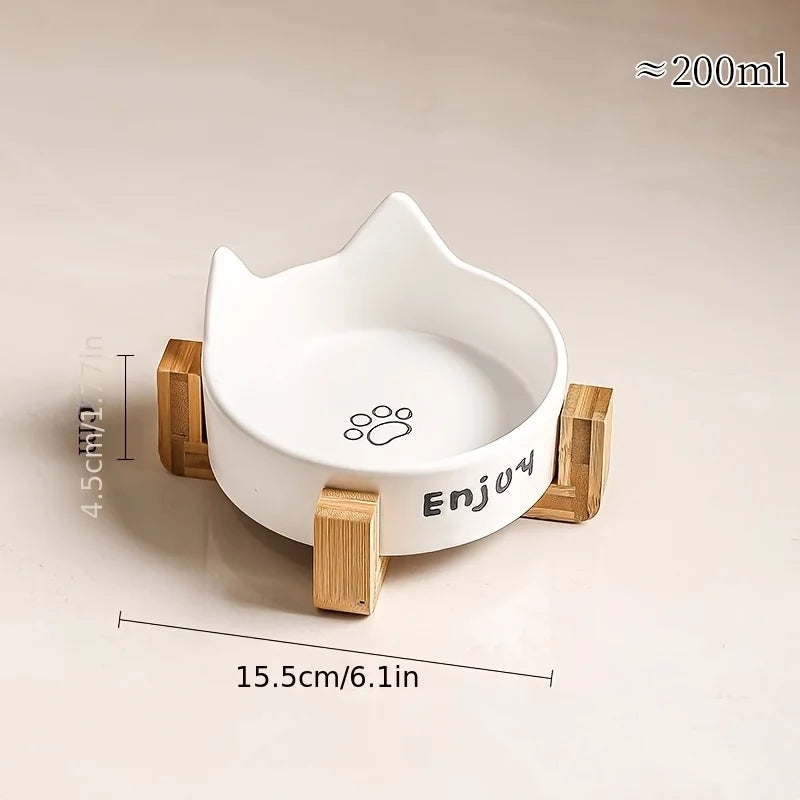 Tigela elevada de cerâmica para gatos