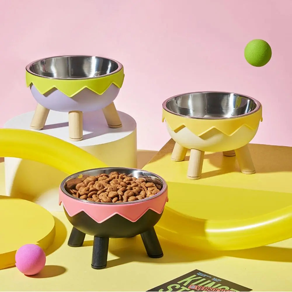 Tigela de aço inoxidável anti-tombamento para ração