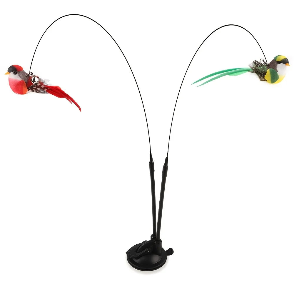 Brinquedo interativo para gatos com design realista de pássaro