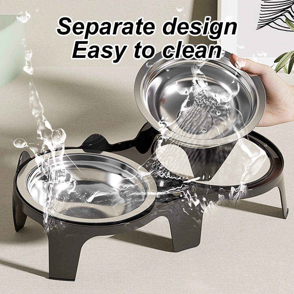 Tigela de aço inoxidável para ração e água para gatos com design anti-tombamento