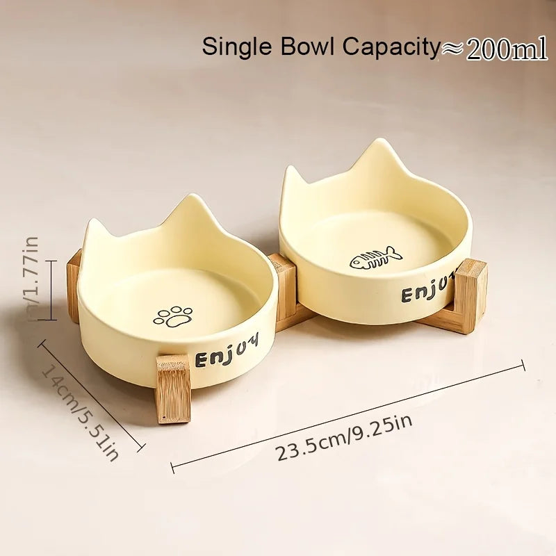 Tigela elevada de cerâmica para gatos